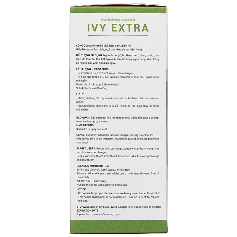 Ivy Extra hỗ trợ giảm ho, long đờm chai 90ml - 4